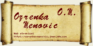 Ozrenka Menović vizit kartica